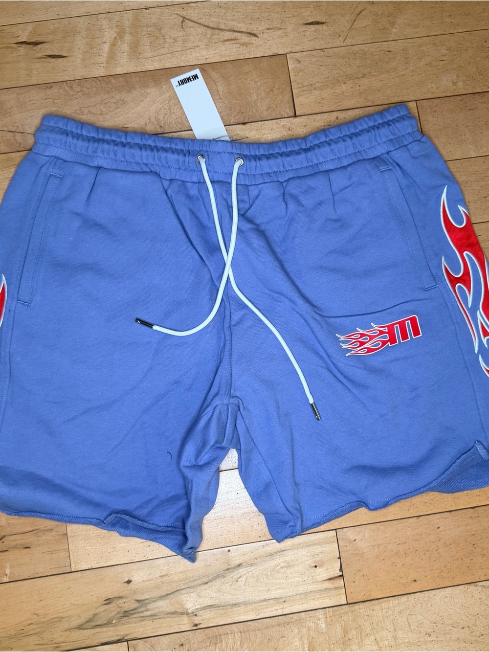Men’s Athletic Flame-Accent Shorts in Blue